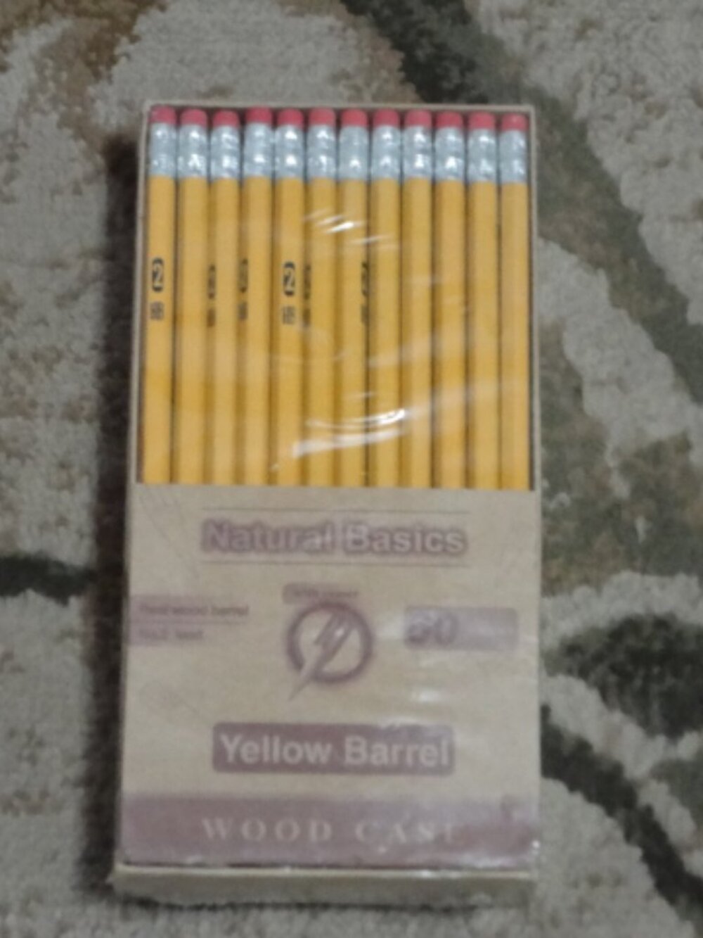Natural Basics Pencil Yellow Barrel with Eraser 60 Count Pencil